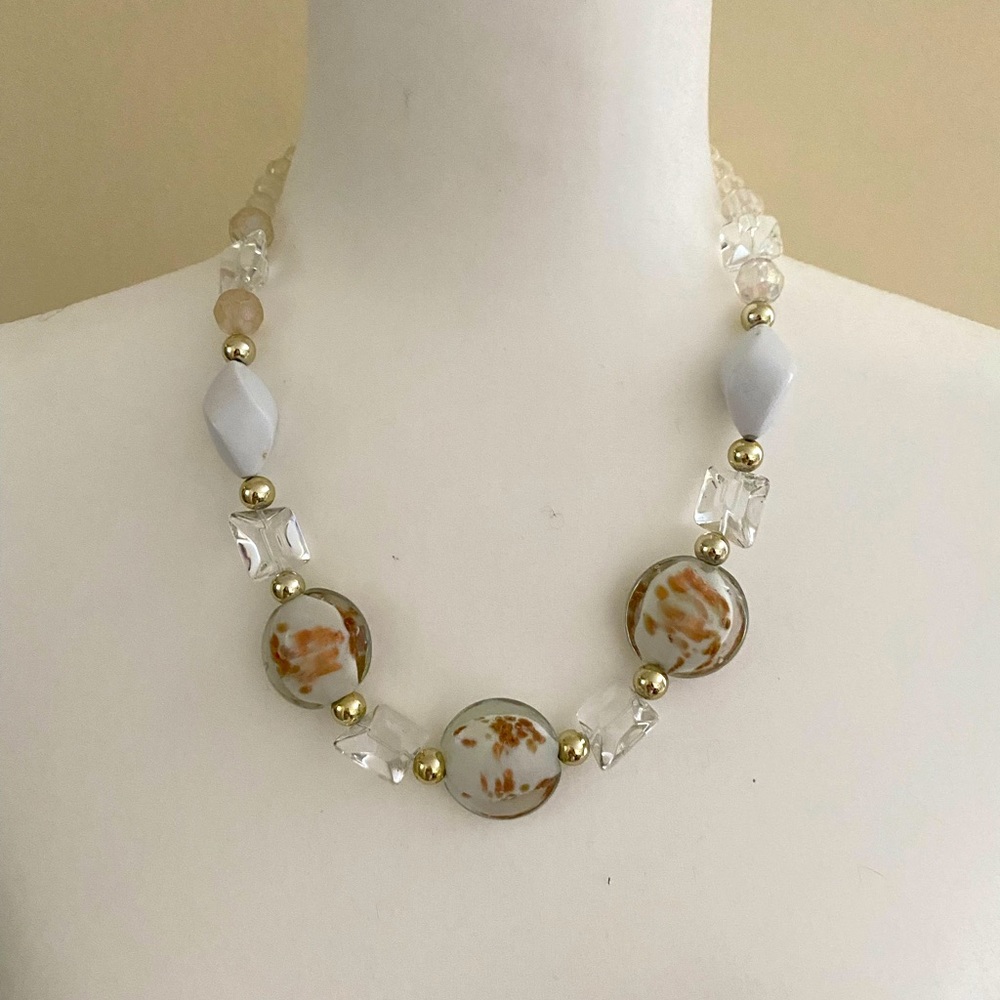 Necklace with white beading